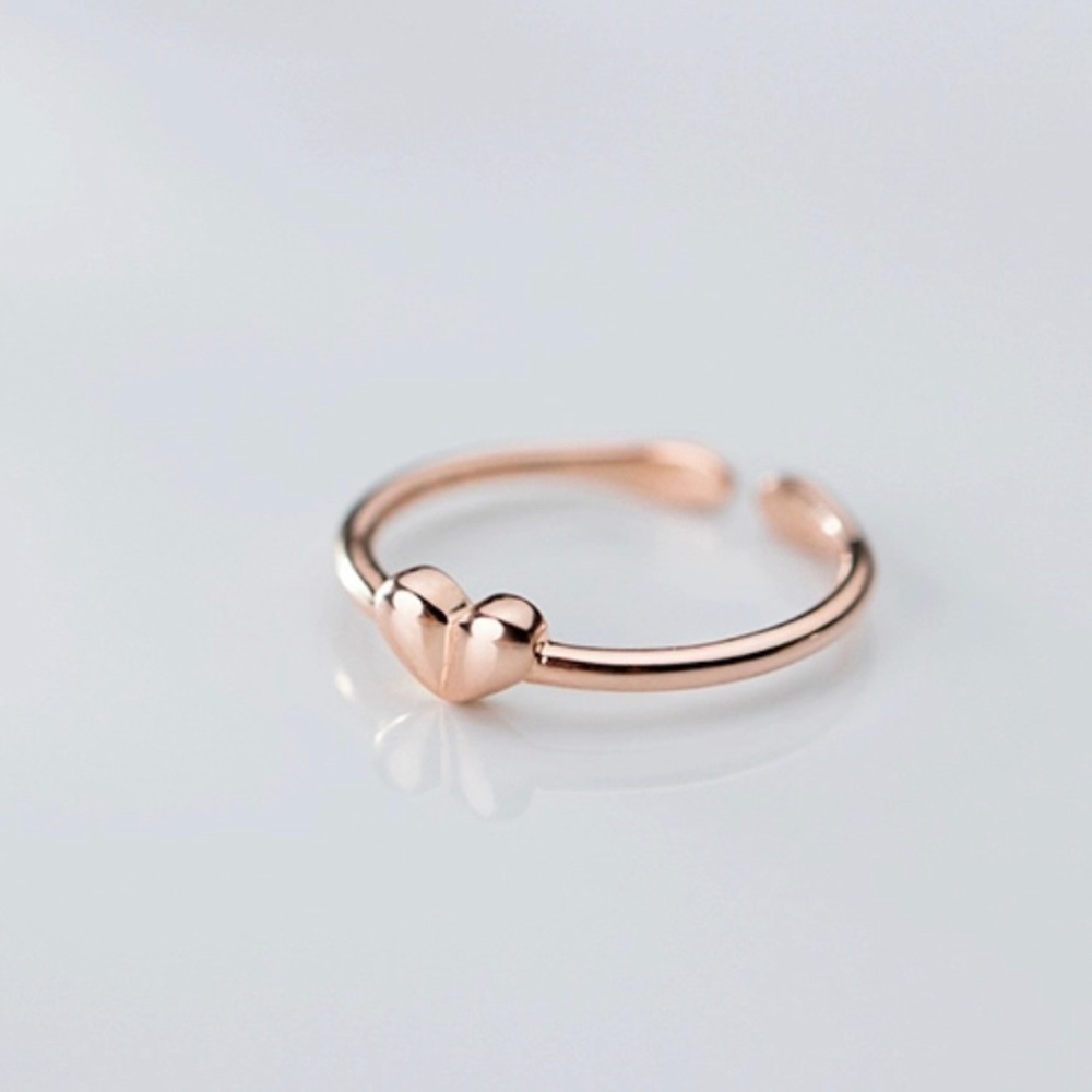 S925 Stackable Small heart Slim Knuckle Rings-Thin Pinky Rings-RS003 Rose Gold